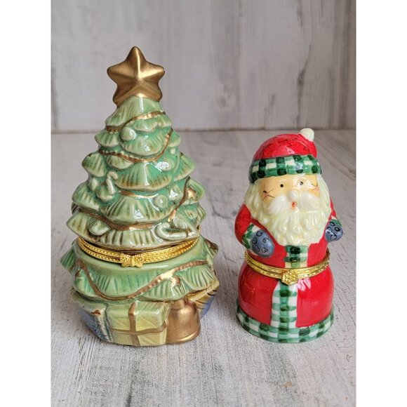 Santa claus tree trinket box set xmas home decor mini - Picture 1 of 5